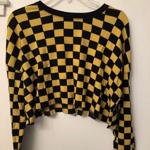 Thermal Material Checkered Crop Top